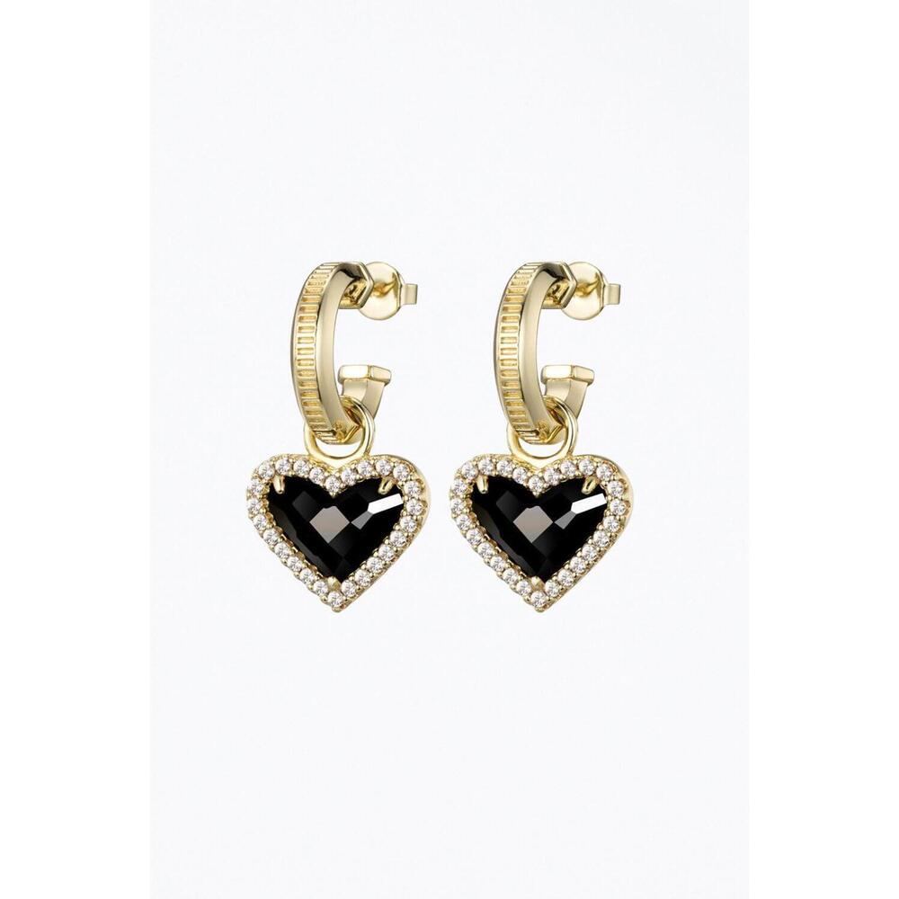 NEW F+H STUDIOS whitney gemstone heart earrings in gold